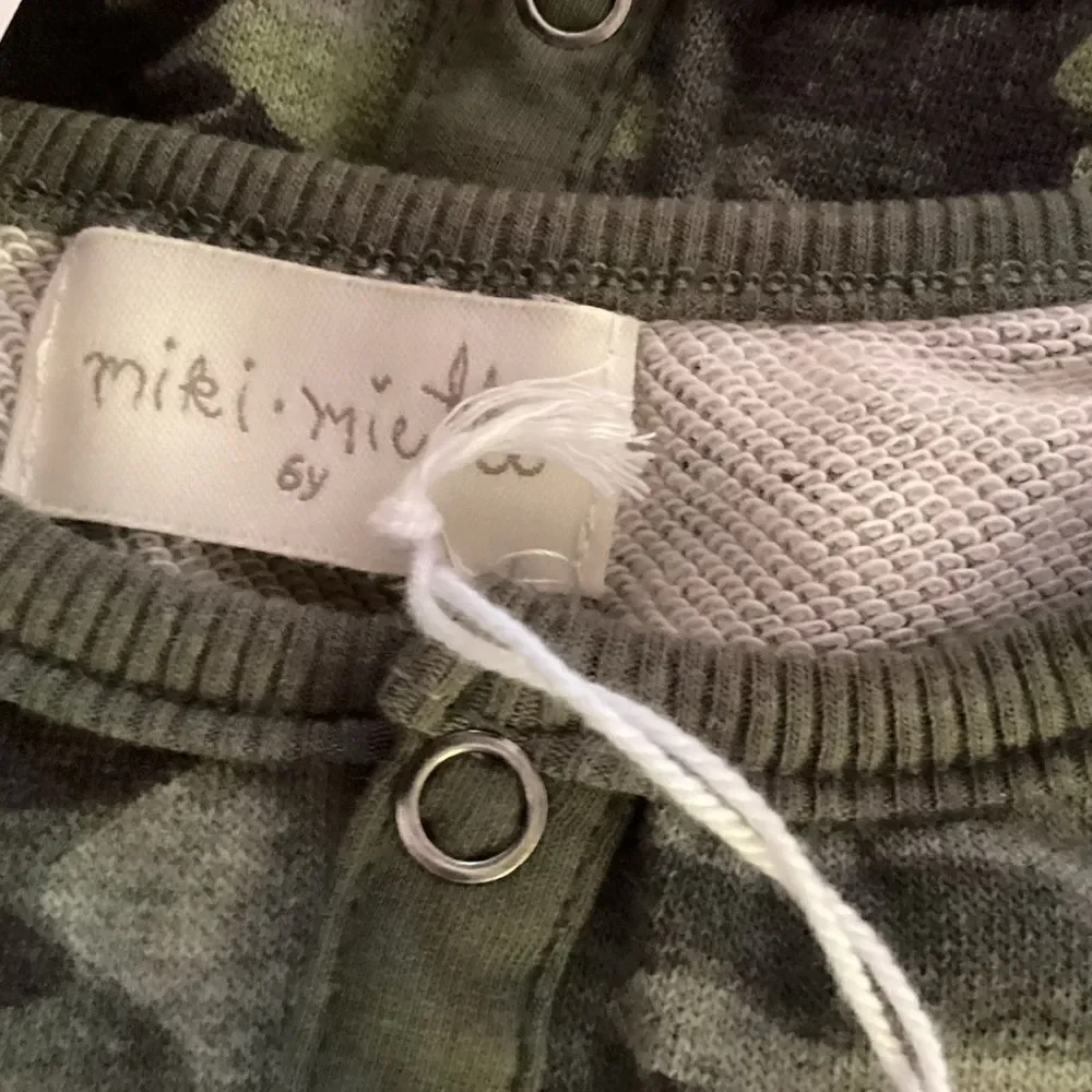 NWT Miki Miette Brand Boys Green Camo Long Sleeve Henley Sizes 6 and 8